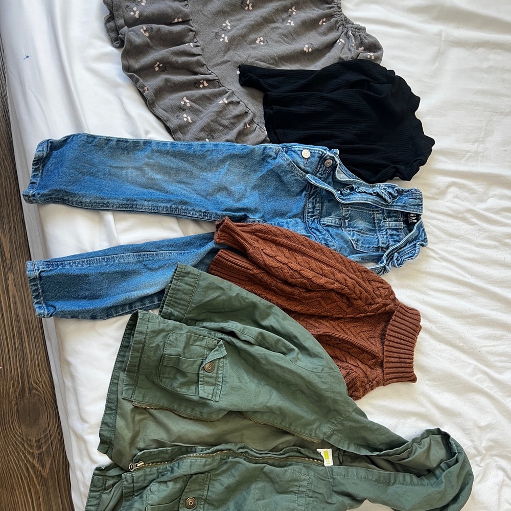 Kids Clothing Bundle - tops, overalls, jacket, dress